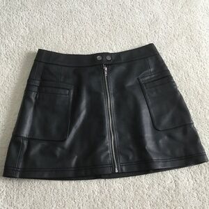 Free People Black Faux Leather Skirt